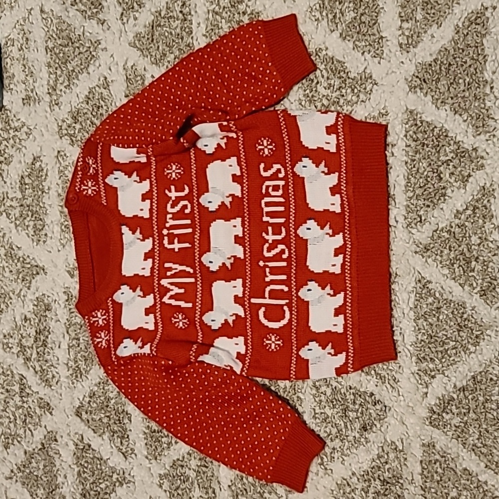 10 for $25 - George Infant 3-6m Red & White "My First Christmas" Sweater